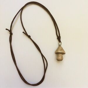 🍄 Carved Wooden Mushroom Pendant Necklace